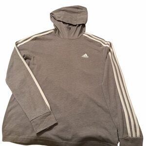 Adidas Charcoal lightweight Hoodie with Cream Stripes